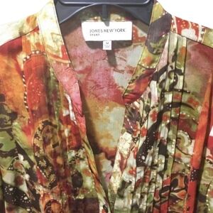 JONES NEW YORK Vintage Fall Floral Button Long Sleeve Top Womens Size Medium